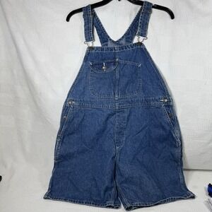 Key Bib‎ Overalls Shortalls Womens Blue Denim Medium Wash Vtg XL